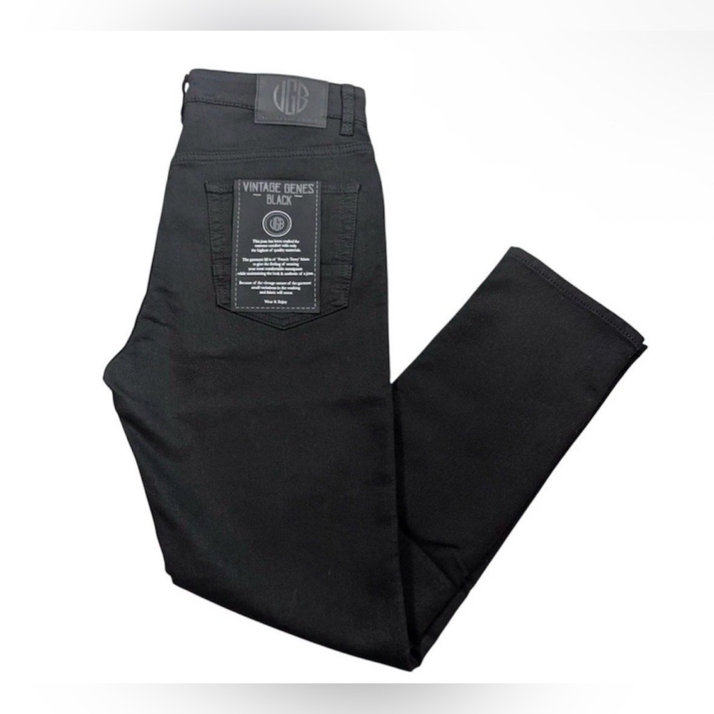 VGB Vintage Genes Black Slim Fit Black French Terry Denim Jeans Mens 32x30 NWT